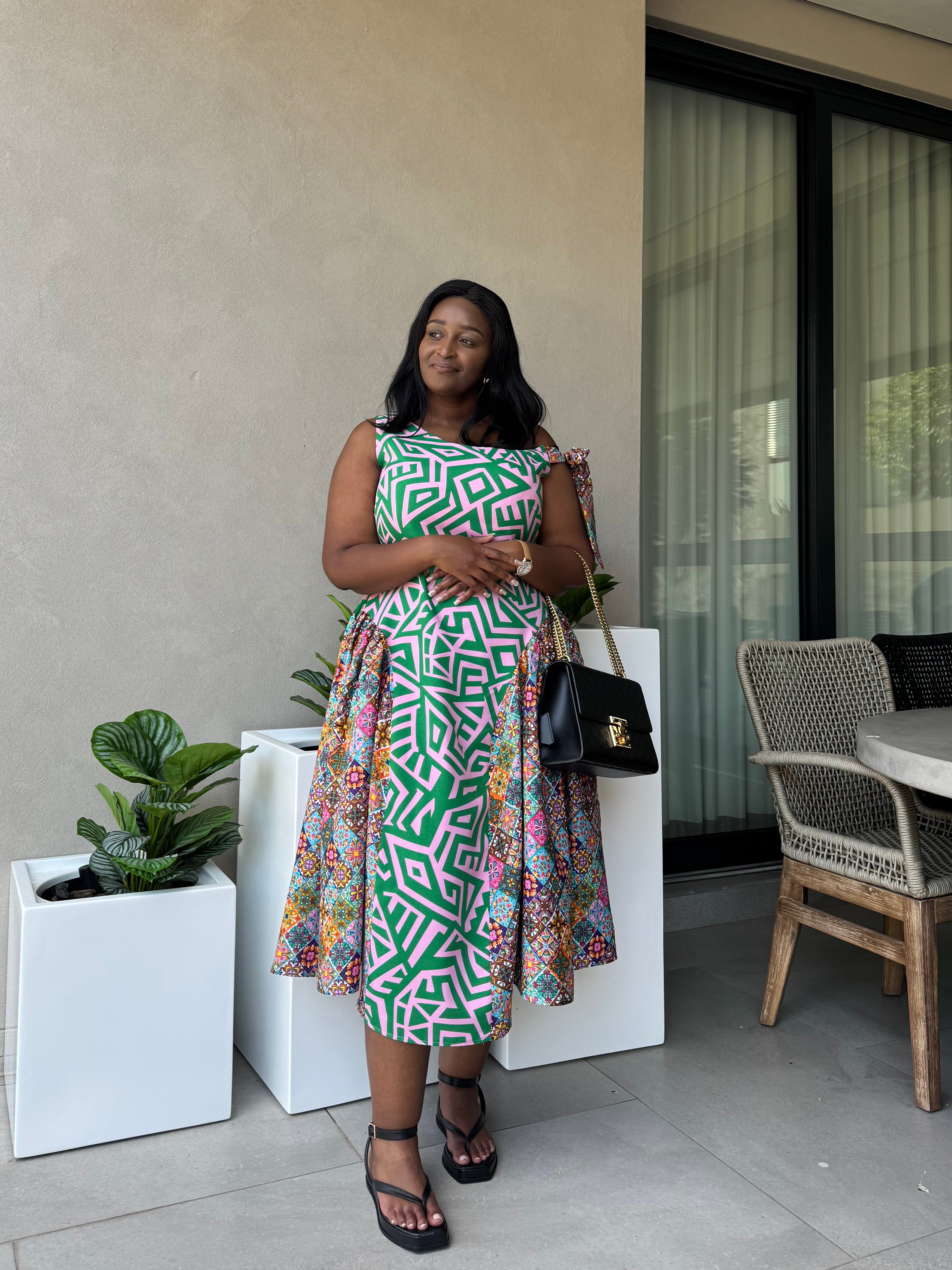 GIFT GREEN & PURPLE DRESS